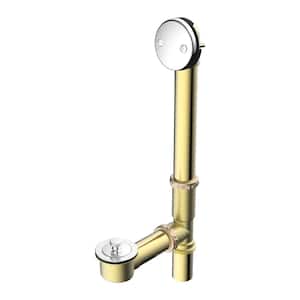 Chrome Trim Twist Close Bathtub Drain - 20 Gauge Brass