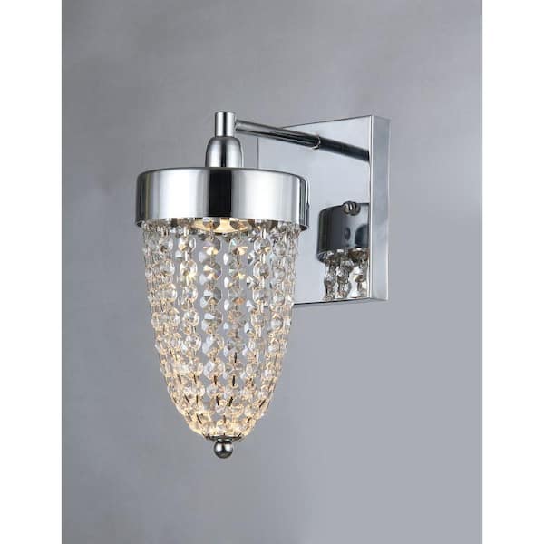 Warehouse of Tiffany Nora 6 in. Chrome Indoor Crystal Wall Lamp