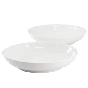 11 In. 48 fl. oz. White Round Fine Ceramic Serving Bowl Set of 2