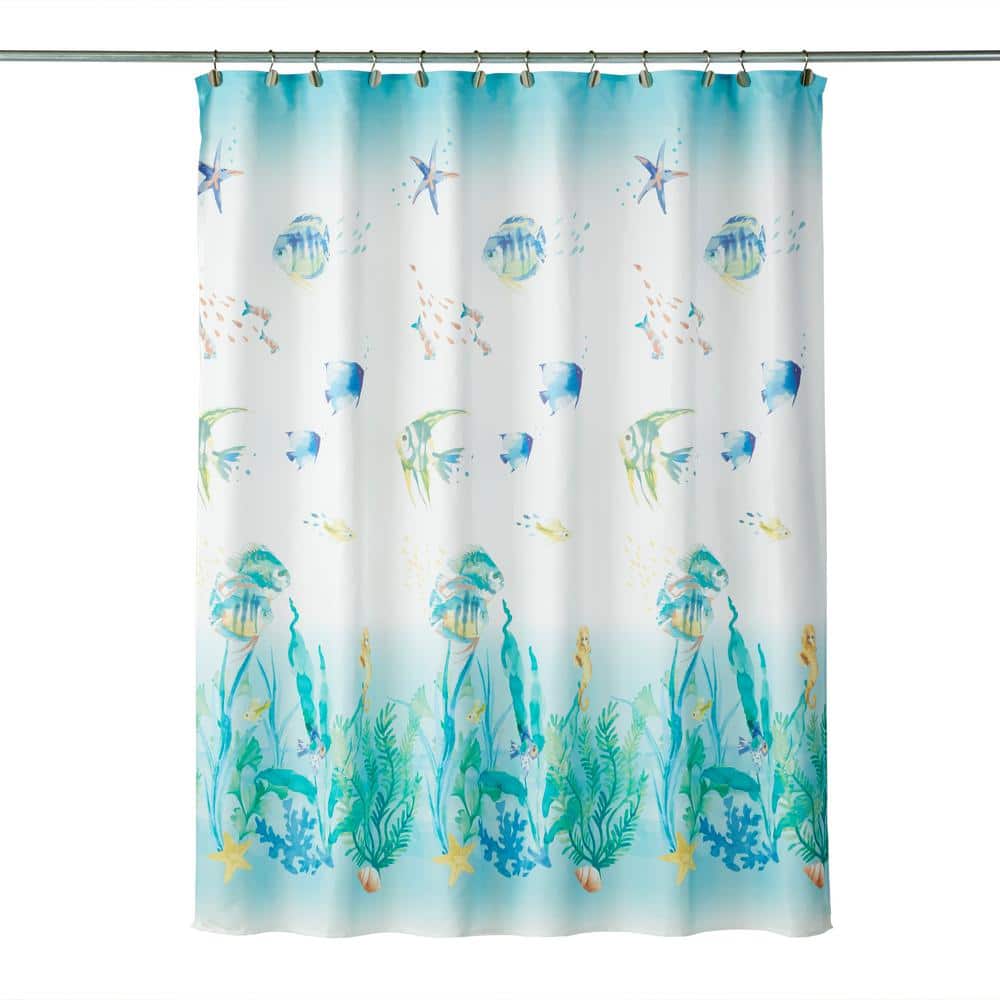 Skl Home 72 In Ocean Watercolor Shower, Sea Animal Shower Curtains