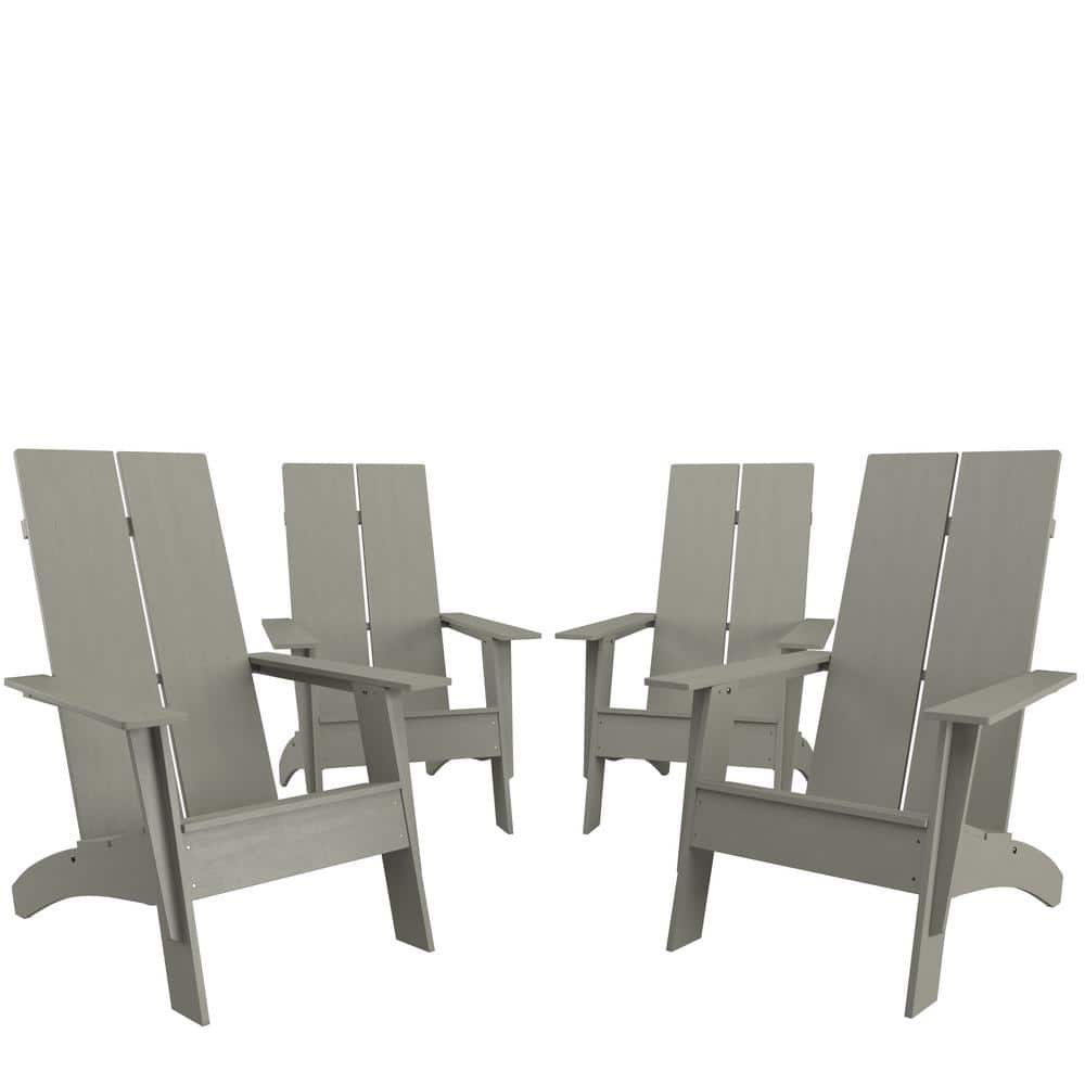 Carnegy Avenue Highbacked Faux Wood Resin Outdoor Lounge Chair in Gray