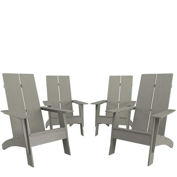 Carnegy Avenue Highbacked Faux Wood Resin Outdoor Lounge Chair in Gray (Set of 4)