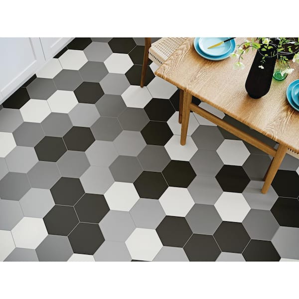 美品 motto_kuma HEXA Black モットクマ ヘキサブラック EMSER TILE Heksa Black 7.87 in. x 9.25 in. Matte Porcelain Floor