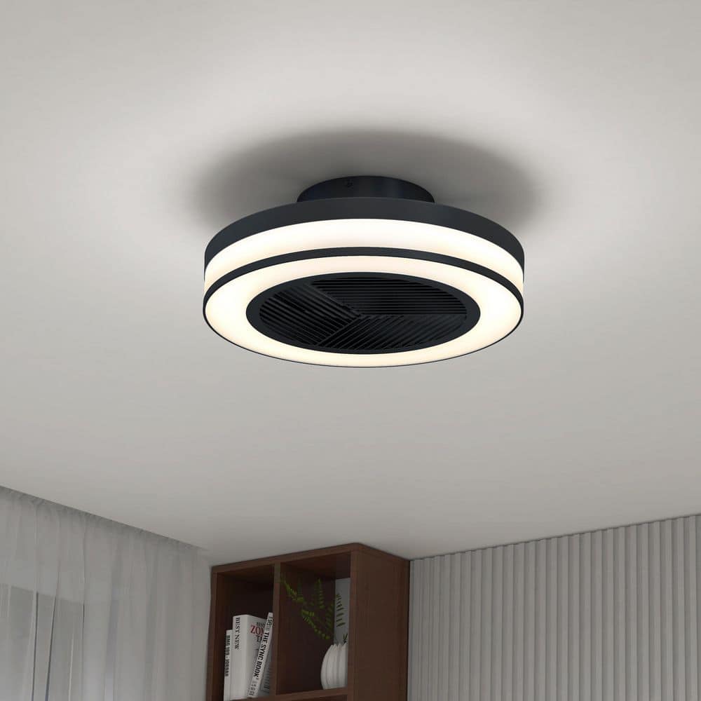 Elton 1.8 in.  Blade Span Indoor Matte Black Modern Caged Ceiling Fan with Bright White Integrated LED Remote Included price history on PriceWatchPro