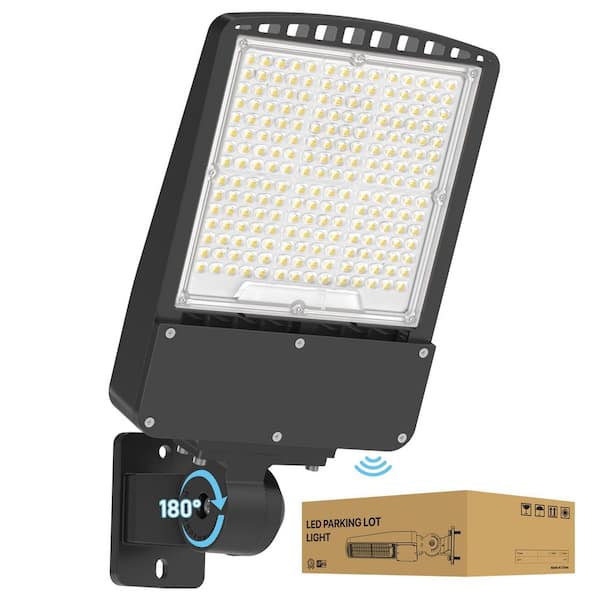 200W Black Integrated LED Floodlight 30000 Lumen Dusk to Dawn Dimmable Parking Lot Light for Yard Driveway