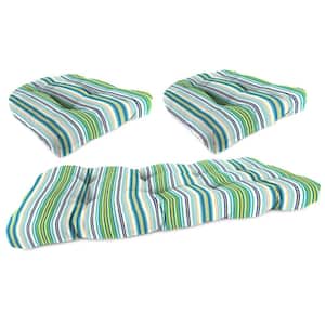 44 in. L x 18 in. W x 4 in. T Clique Fresco Outdoor Rectangular Wicker Cushion Set with 1 Bench and 2 Seat Cushions
