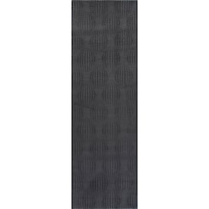 Serenity Dark Gray Solid 2 ft. X 7 ft. Modern Runner Non Skid Soft Indoor Area Rug