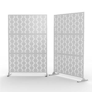 6.33 ft. H x 3.93 ft. W Laser Cut Metal Privacy Screen in White, 24 in. x 48 in. x 3 Panels