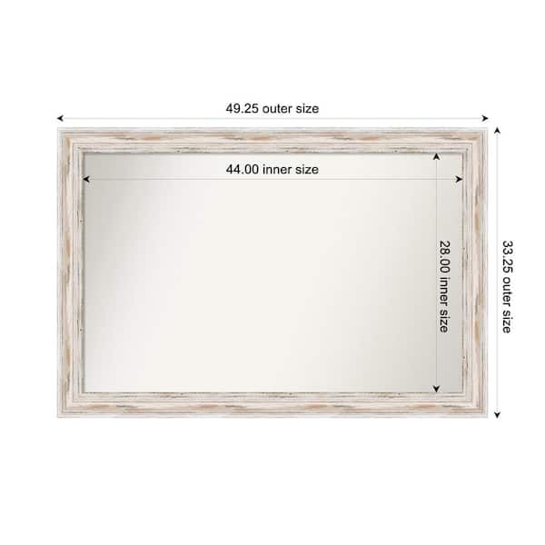 Amanti Art Alexandria Whitewash 49.25 in. x 33.25 in. Custom Non-Beveled Wood Framed Bathroom Vanity Wall Mirror