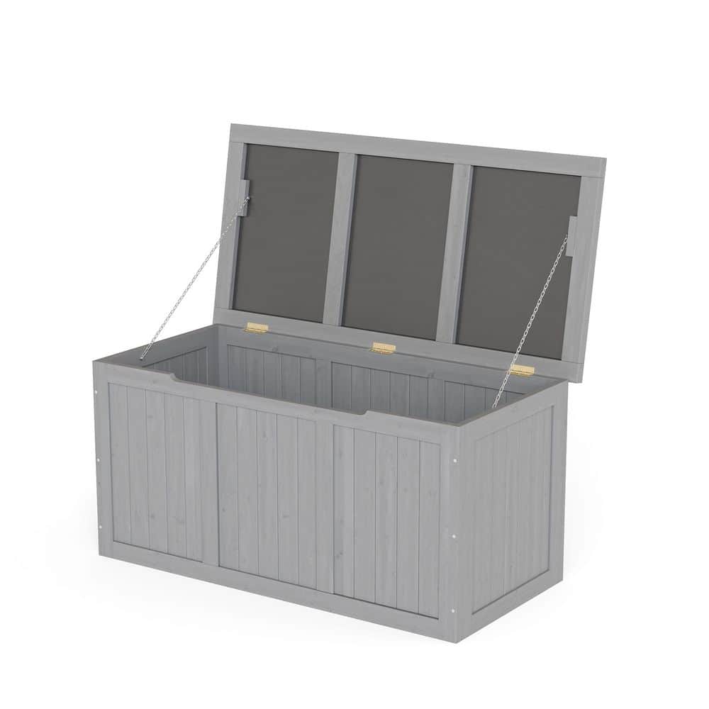 67 Gal. Outdoor Fir Wood Deck Box for Patio Cushions Pool Toys Garden Tools Grey price history on PriceWatchPro