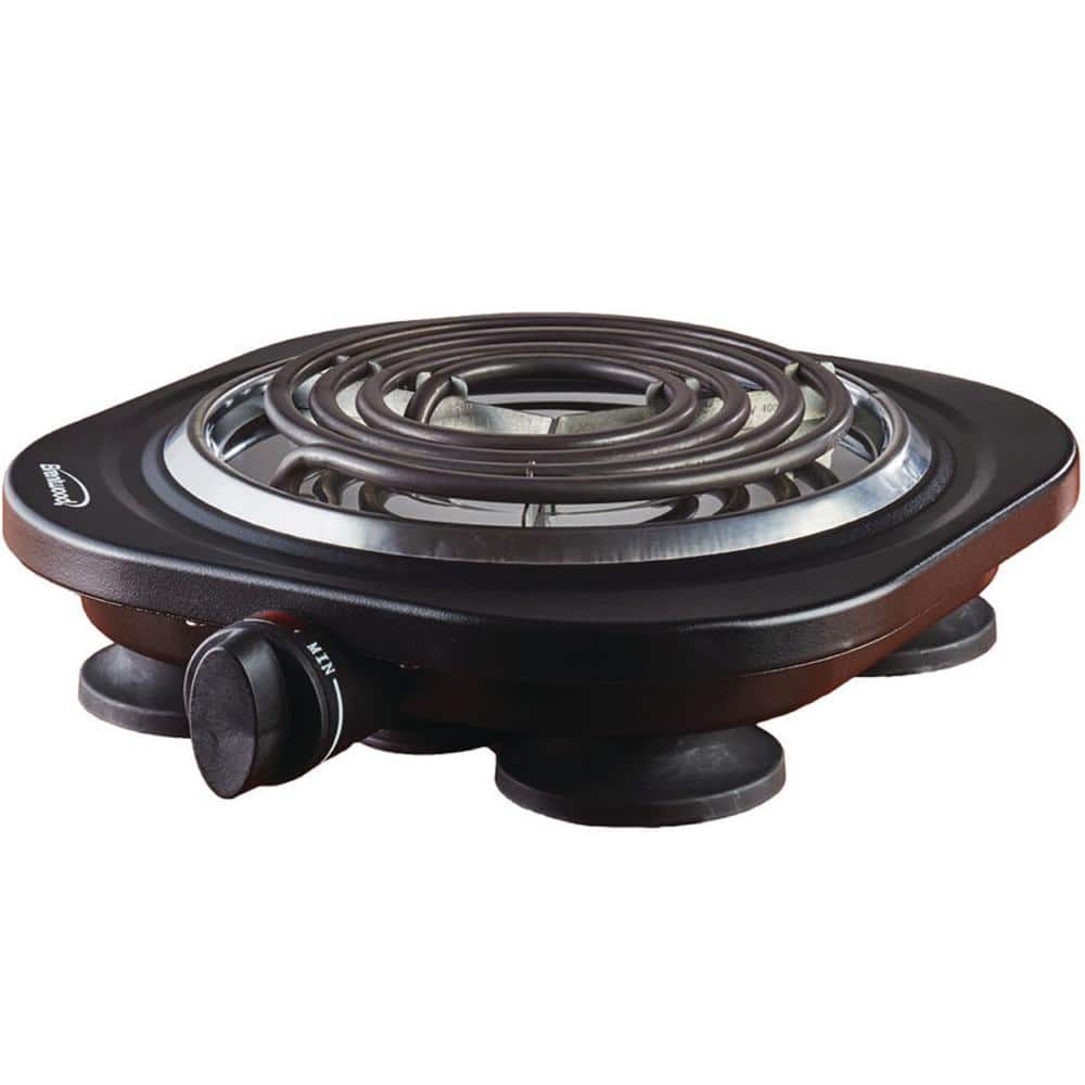 Compact Black Stainless Steel Single Electric Burner