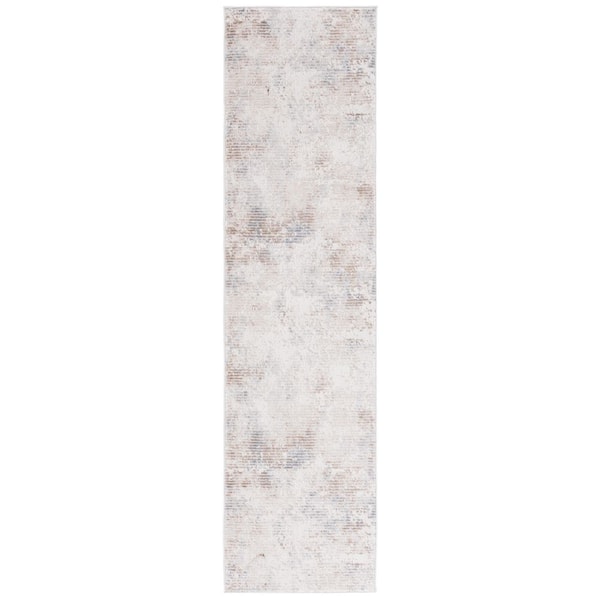 Eternal 2 ft. x 8 ft. Ivory/Gray Abstract Distressed Runner Rug