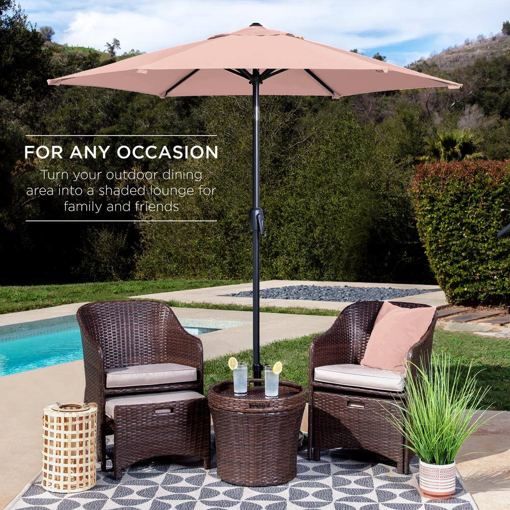 7.5ft Rose Quartz Polyester Outdoor Market Patio Umbrella with Steel Pole