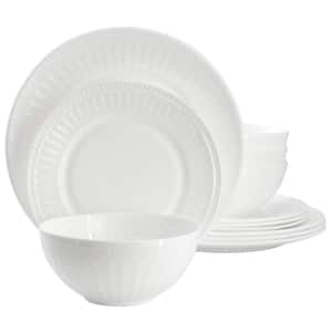 Swanton Arch 12 Piece Break-Resistant Opal Glass Dinnerware Set in White