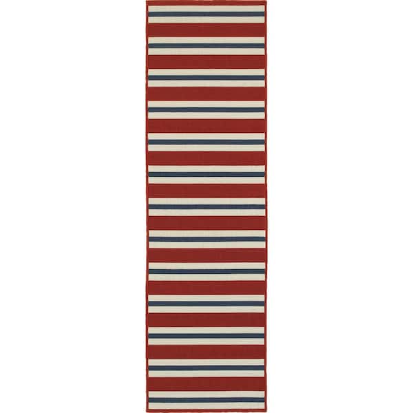Carlton Red 2 ft. x 8 ft. Indoor/Outdoor Patio Runner Rug