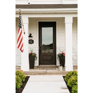 36 in. x 80 in. Modern Farmhouse Knotty Alder Right-Hand/Inswing 3/4-Lite Clear Glass Grey Stain Wood Prehung Front Door
