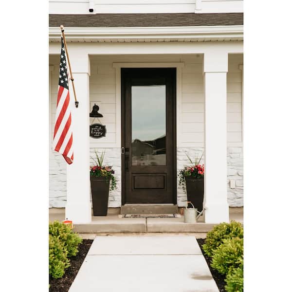 36 in. x 80 in. Farmhouse Knotty Alder Right-Hand/Inswing 3/4-Lite Clear Glass Provincial Stain Wood Prehung Front Door
