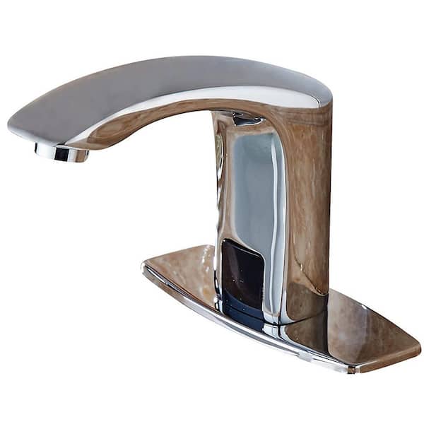 Unbranded Touchless Bathroom Sink Faucet, Hands Free Automatic Sensor Faucet with Hole Cover Plate in Polished Chrome