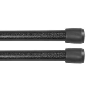 Fast Fit No Tools 18 in. - 28 in. Adjustable Spring Tension Curtain Rod, 7/16 in. Dia. in Black, Set of 2