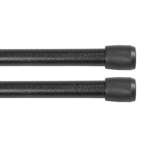 Fast Fit No Tools 28 in. - 48 in. Adjustable 7/16 in. Single Spring Tension Curtain Rod in Black 2-Pack