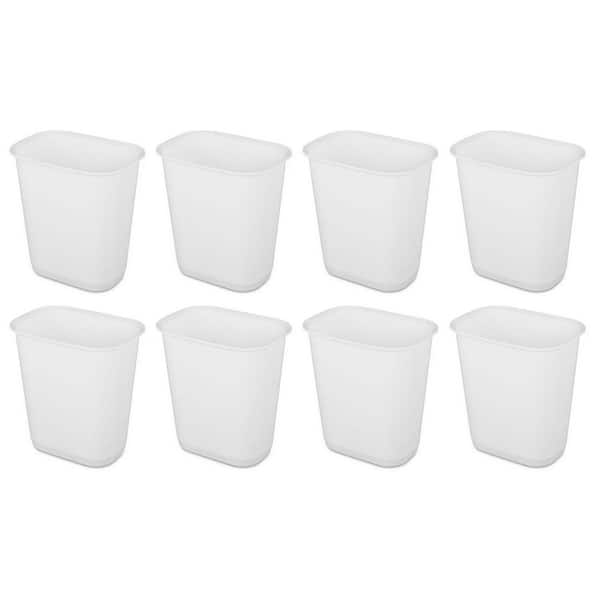 3 Gal. White Rectangle Wastebasket Small Home Plastic Trash Bin, (8-Pack)