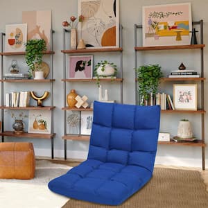 Blue Linen Adjustable Floor Chair Folding Lazy Chair