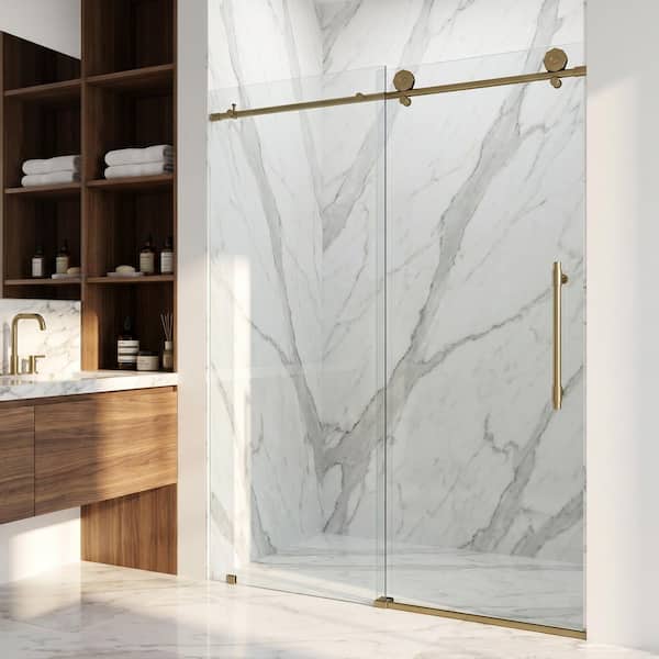 VIGO Elan Hart 56 to 60 in. W x 76 in. H Sliding Frameless Shower