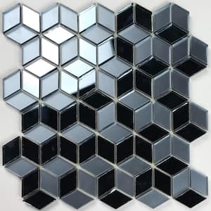 Art Deco Blue 10 in. x 10 in. Diamond Multifinish Glass Mirror Peel and Stick Mosaic Wall Tile (14 sq. ft./Case)