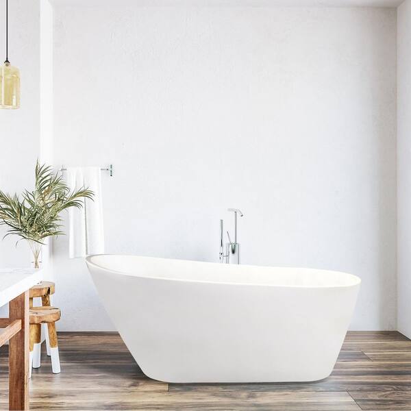 Shaia 67 in. Acrylic Flatbottom Non-Whirlpool Soaking Bathtub in White