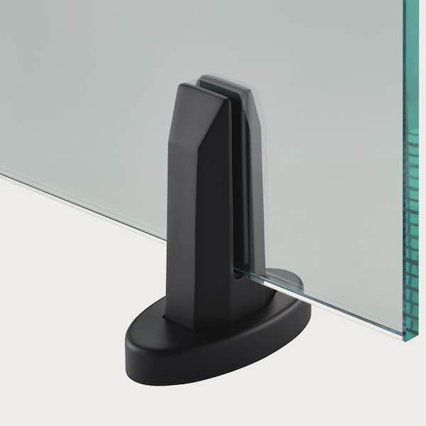 2.3 in. x 4.9 in. x 5.8 in. Black Stainless Steel Oval Baseplate Glass Railing Spigot for 1/2 in. Glass Thickness