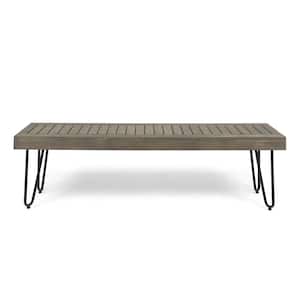 Jane 3-Person Gray Wood and Black Metal Outdoor Bench