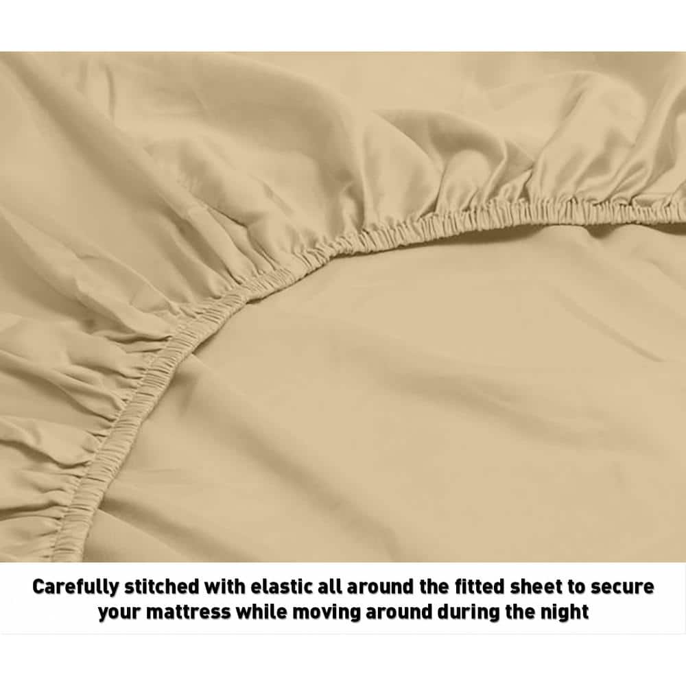 Queen Taupe Egyptian Cotton Deep Pocket Stripe Sheet Set