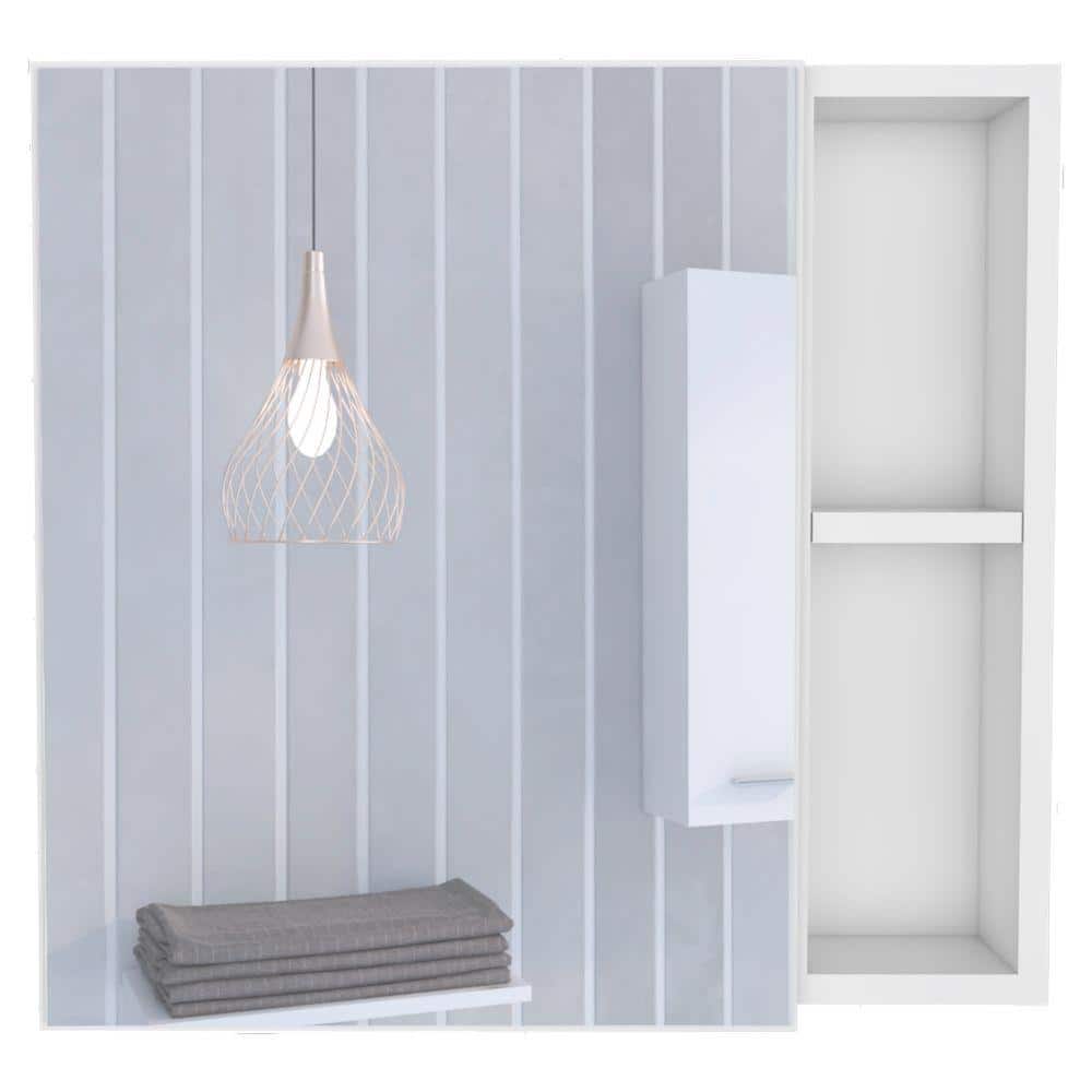 19.6 in. W x 18.6 in. H White Rectangular Wood Recessed or Surface Mount Me
