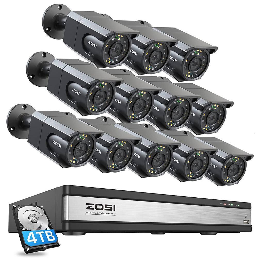 ZOSI 16Channel 8 MP 4K PoE 4TB NVR Security Camera System with 12