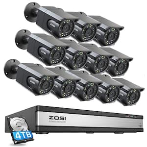16-Channel 8 MP 4K PoE 4TB NVR Security Camera System with 12 Wired Spotlight Cameras, Human Detection, Audio Recording