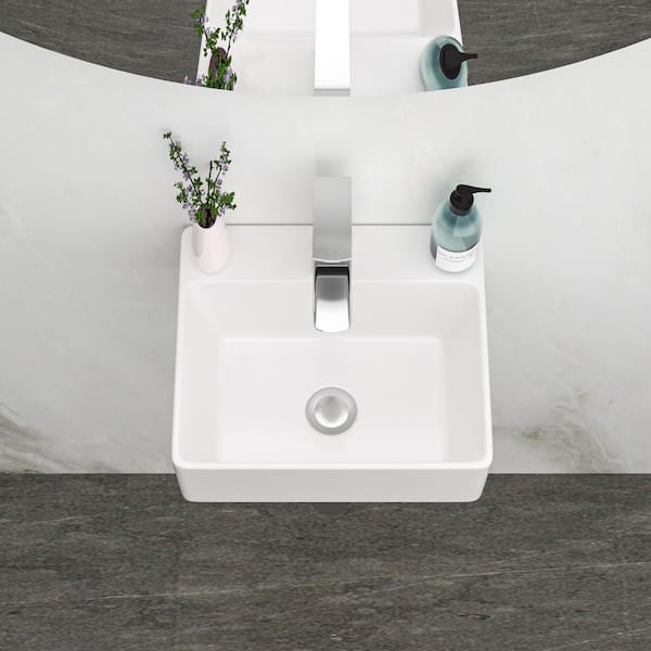 Tatahance 4.8 in. Wall-Mounted Rectangular Bathroom Sink in White