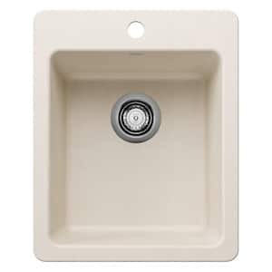 Liven SILGRANIT Granite Composite 16.75 in. Drop-In/Undermount Bar Sink in Soft White