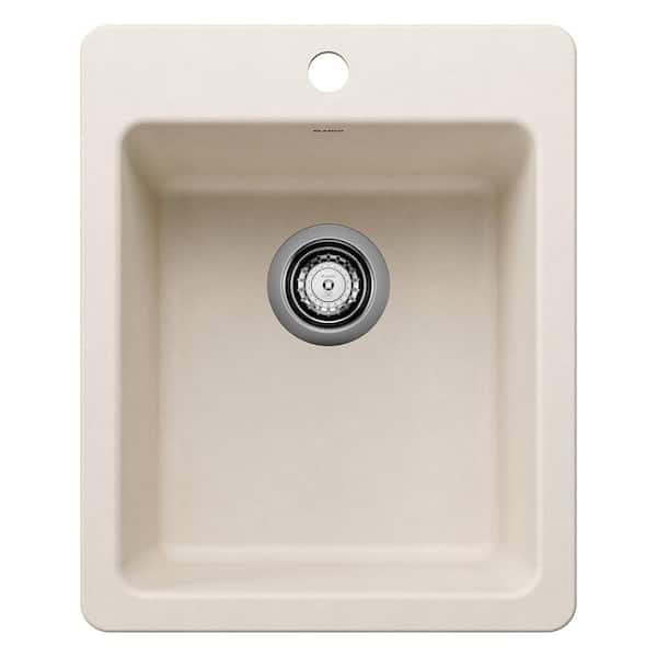 Liven SILGRANIT Granite Composite 16.75 in. Drop-In/Undermount Bar Sink in Soft White