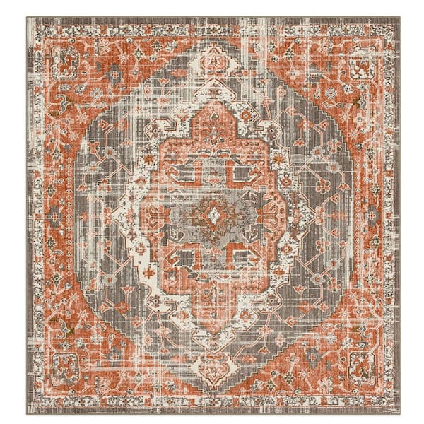 Mohawk Home Pantaleone Coral 8 ft. x 8 ft. Square Oriental Area Rug