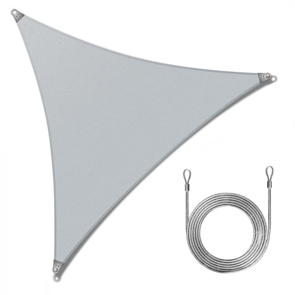 Super Ring 30 ft. x 30 ft. x 30 ft. Triangle Sun Shade Sail with Cable-Grey