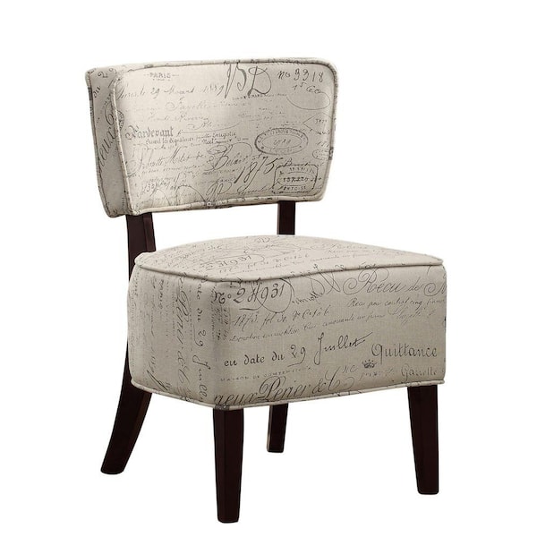 Worldwide Homefurnishings Script Fabric Accent Chair in White