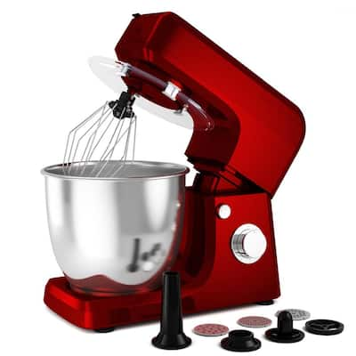 OVENTE Electric Stand Mixer 3.5 qt., 5 Speed Control, 250-Watt with 2  Blender Attachment Egg Beater Whisk and Dough Hook Red SM680R - The Home  Depot