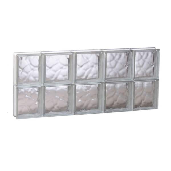 Clearly Secure 34.75 in. x 15.5 in. x 3.125 in. Frameless Wave Pattern Non-Vented Glass Block Window