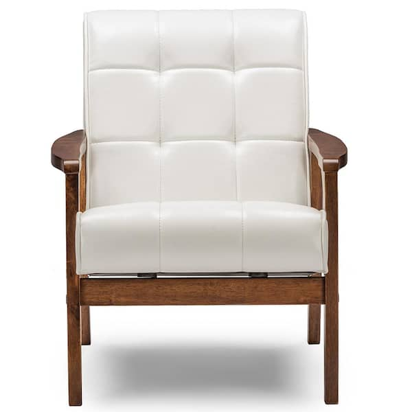 Baxton Studio Masterpiece Mid Century White Faux Leather