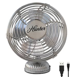 Retro 4 in. All-Metal Personal Fan with USB Cord in Brushed Nickel