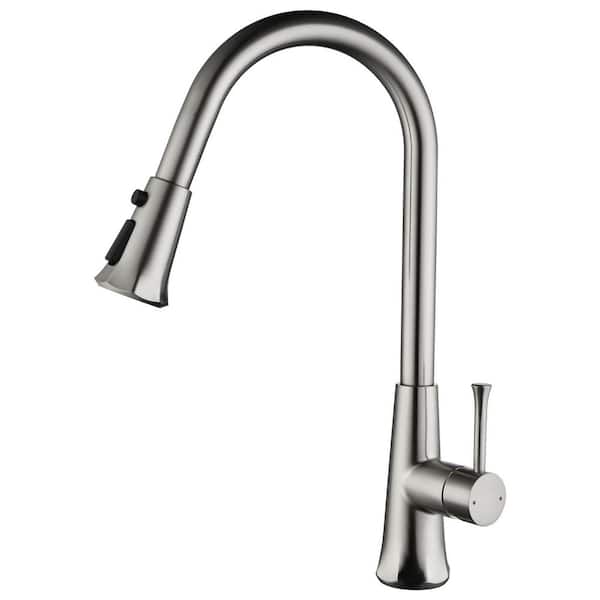 ELLO&ALLO Single-Handle Pull-Out Sprayer Kitchen Faucet in Brushed Nickel
