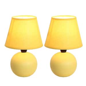 8.78 in. Yellow Mini Ceramic Globe Table Lamp (2-Pack)