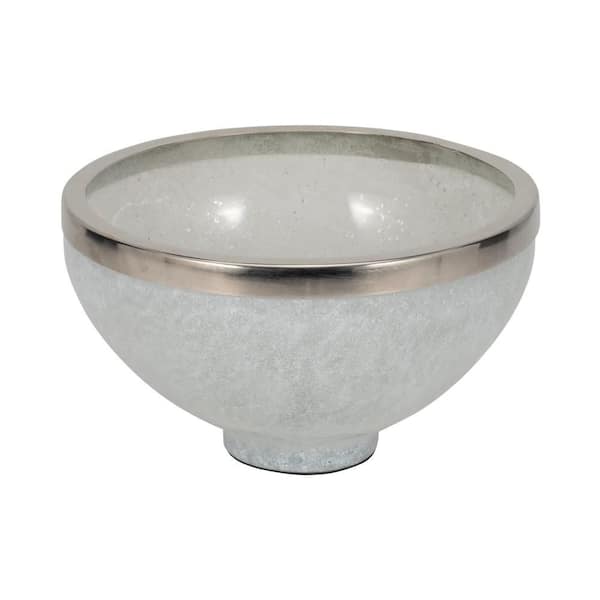 Liv & Skye White Glass 10 in. Decorative Bowl with Ring Deco