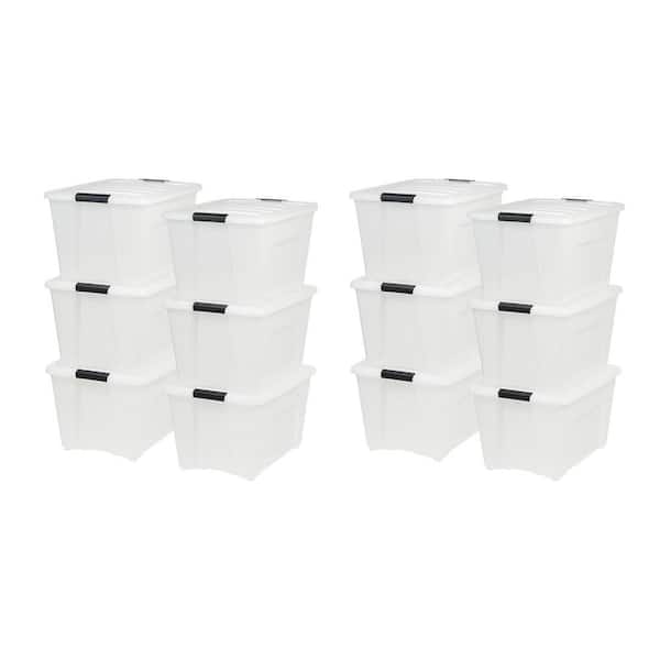IRIS 53 Qt. Stack and Pull Storage Lidded Container Box Bin System in White(12-Pack)