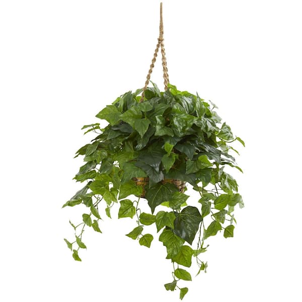 Nearly Natural Indoor 38 London Ivy Artificial Plant In Hanging Basket 8521 The Home Depot